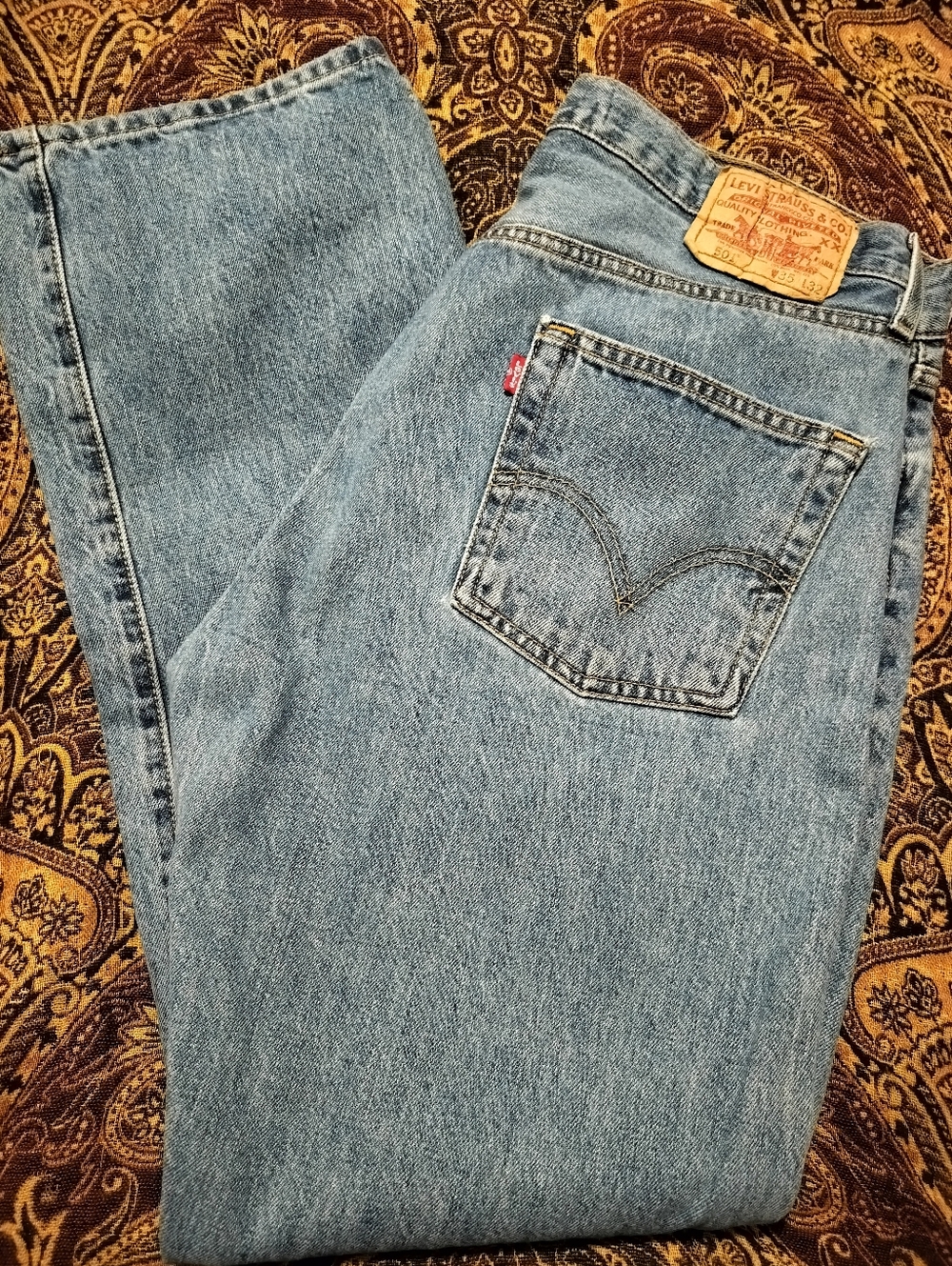 Levi's Men's 35/32 Light Wash Straight Leg Jeans Y2K 2005 Button Fly
